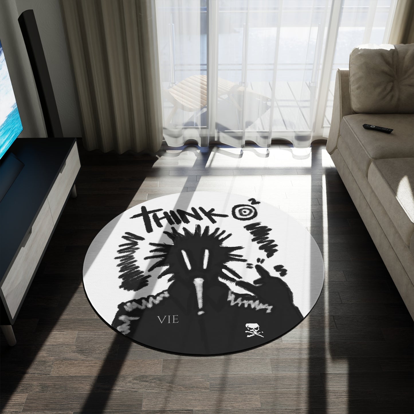 “Think” Round Rug