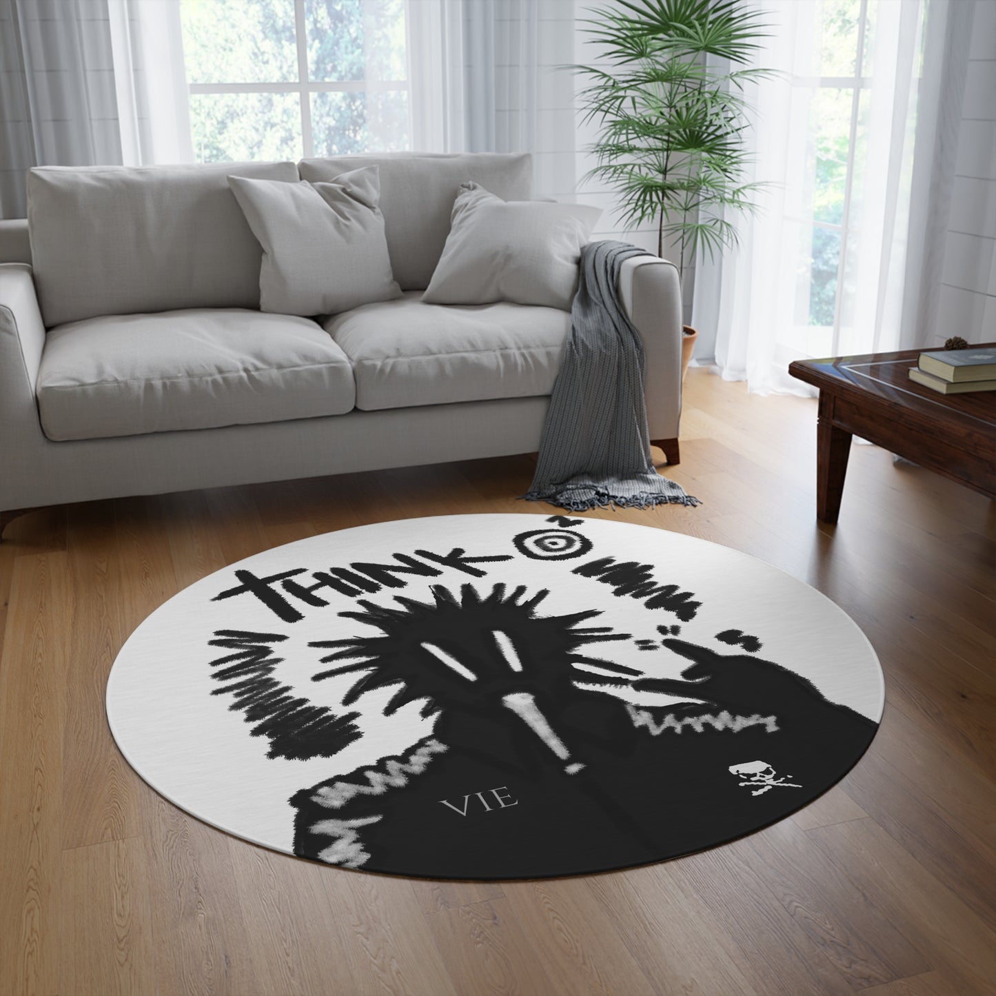 “Think” Round Rug